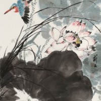 陈薪名《荷风清远》中美协会员 第六届全国花鸟画展金奖获得者