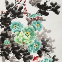 王宝钦 四尺《富贵有余》当代花鸟牡丹画名家