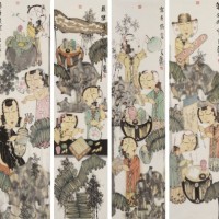 赵锦龙 《琴棋书画》 中美协会员 著名画家 代表作人物画 有合影